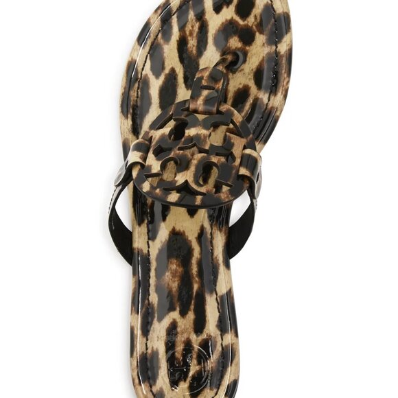 NWOB Tory Burch Miller Leopard Print Logo Flip Flops Thong Sandals - Size 7.5 - Picture 5 of 7